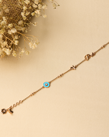 Timeless Aqua Glow Diamond Bracelet - Name Customization Available